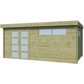 Chalet Moderne 16,74m² en bois traité 44mm avec porte double vitrée+2 fenêtres - Gardenas Ma boutique